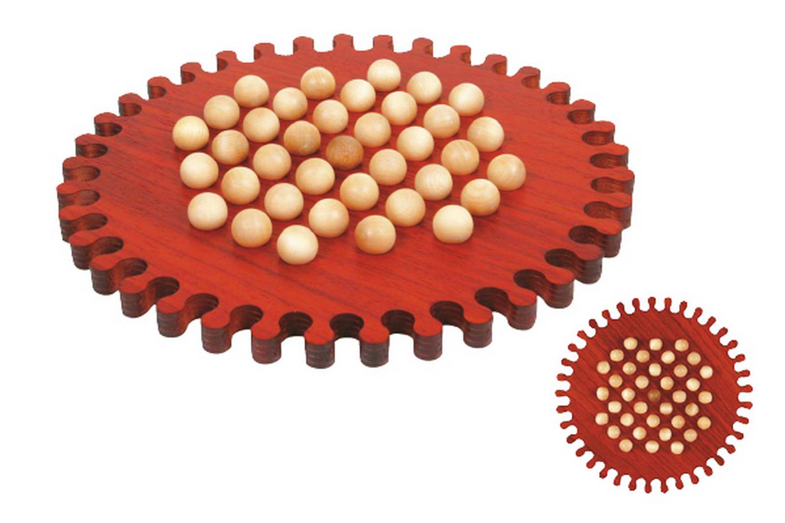 Juego solitario sol en madera palo rojo JUEGOS DE LA ANTIGUEDAD 18 - 25 x 1 cm