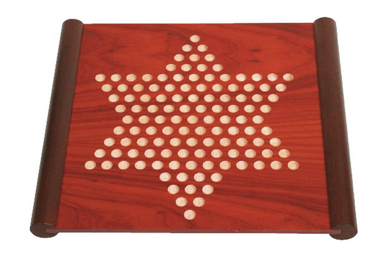Juego damas chinas en bandeja cuadrada de madera palo rojo JUEGOS DE LA ANTIGUEDAD 15 - 34 x 30 x 2,5 cm
