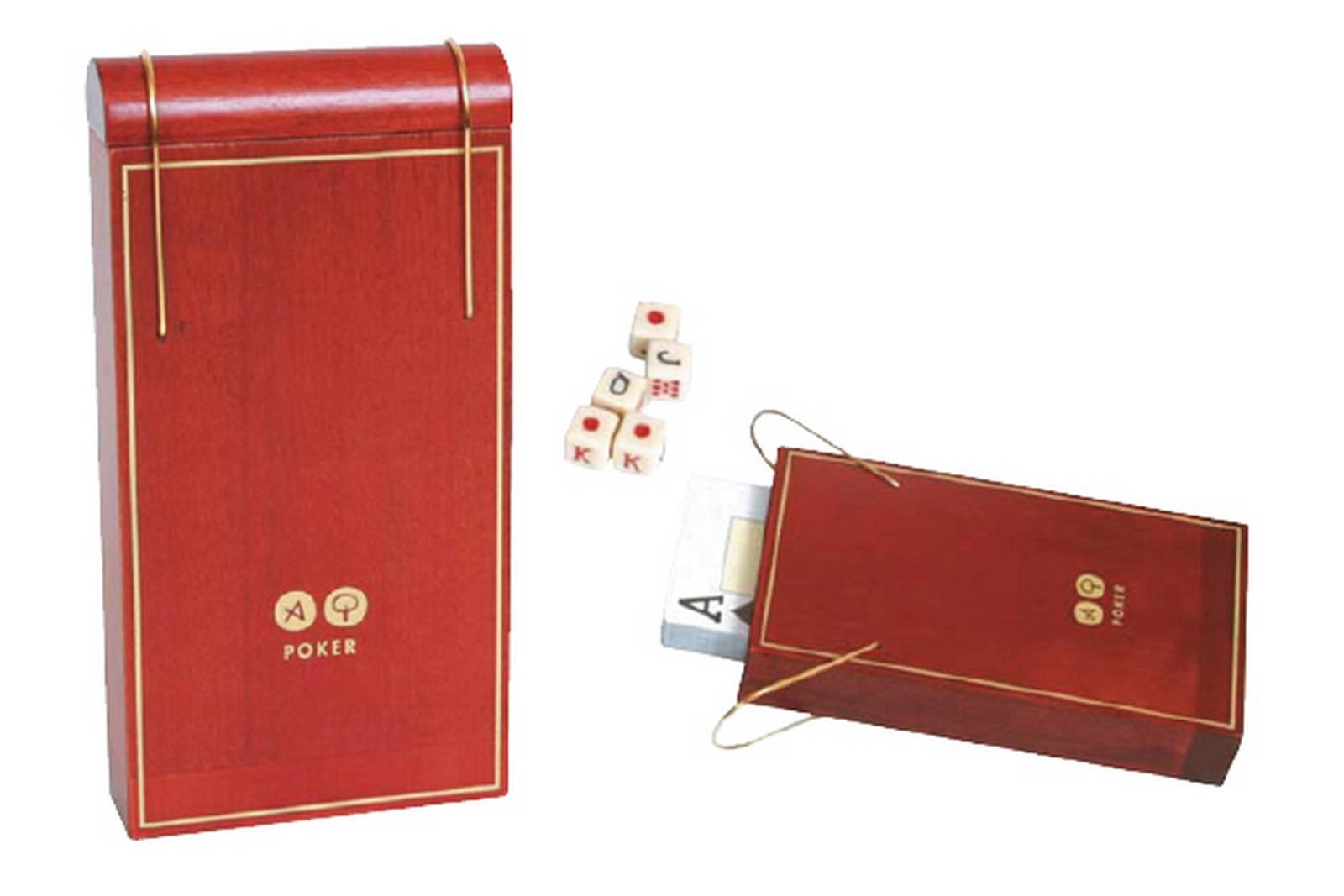 Juego petaca poker dados en madera platano JUEGOS DE LA ANTIGUEDAD 357 - 17 X 8,8 X 3 cm