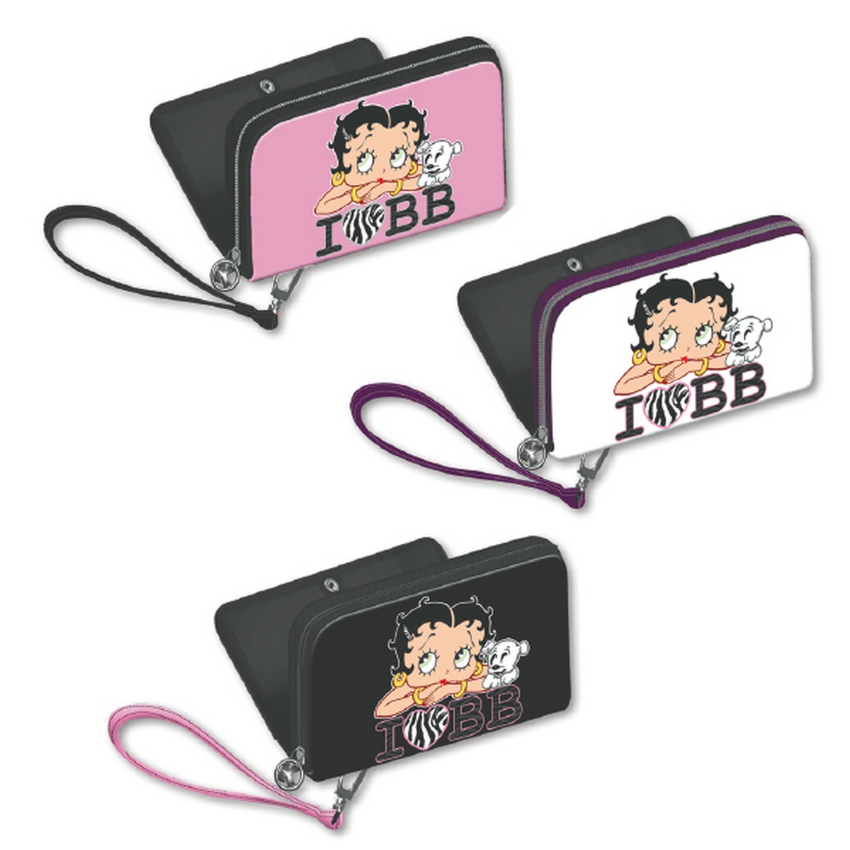 Lote de 6 cartera/billetero/monedero, 3 modelos distintos - 12,5 x 9,5 x 3 cm - BETTY BOOP