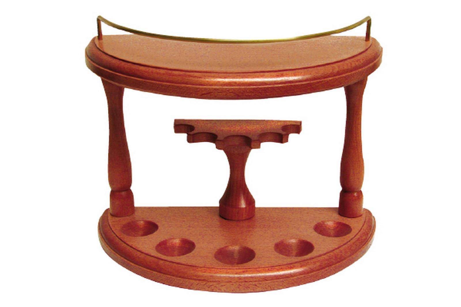 Pipero para 5 pipas en semi-circulo de madera - 28 x 18 cm
