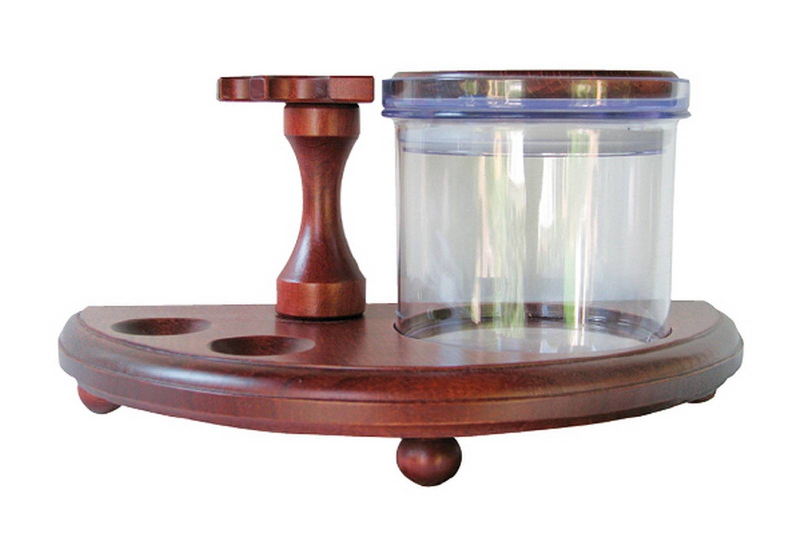 Pipero para dos pipas en madera con vaso de cristal - 28 x 13 cm