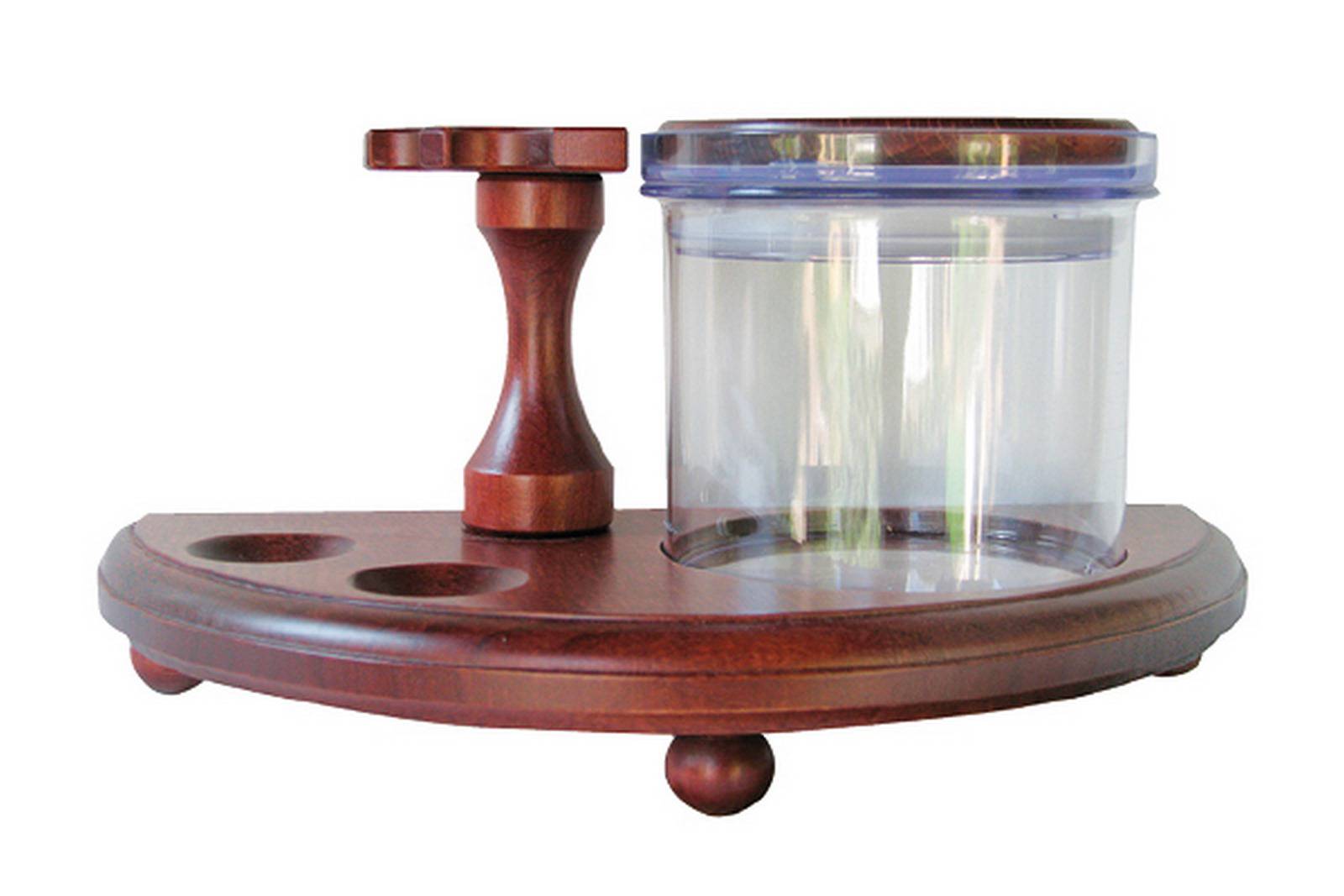 Pipero para dos pipas en madera con vaso de cristal - 28 x 13 cm