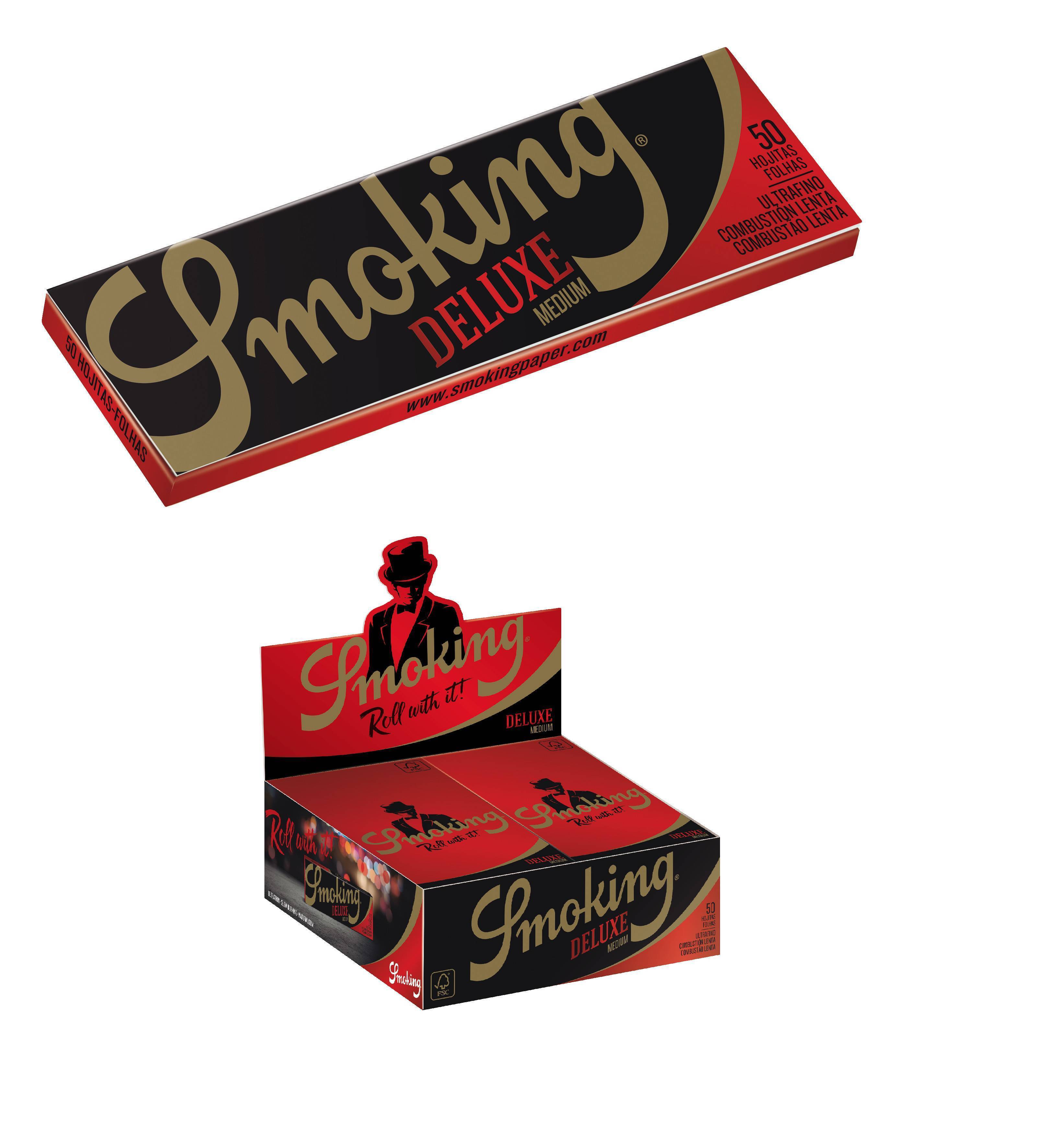 Papel de fumar   SMOKING de Luxe  1 1/4 . Caja de 100 librillos