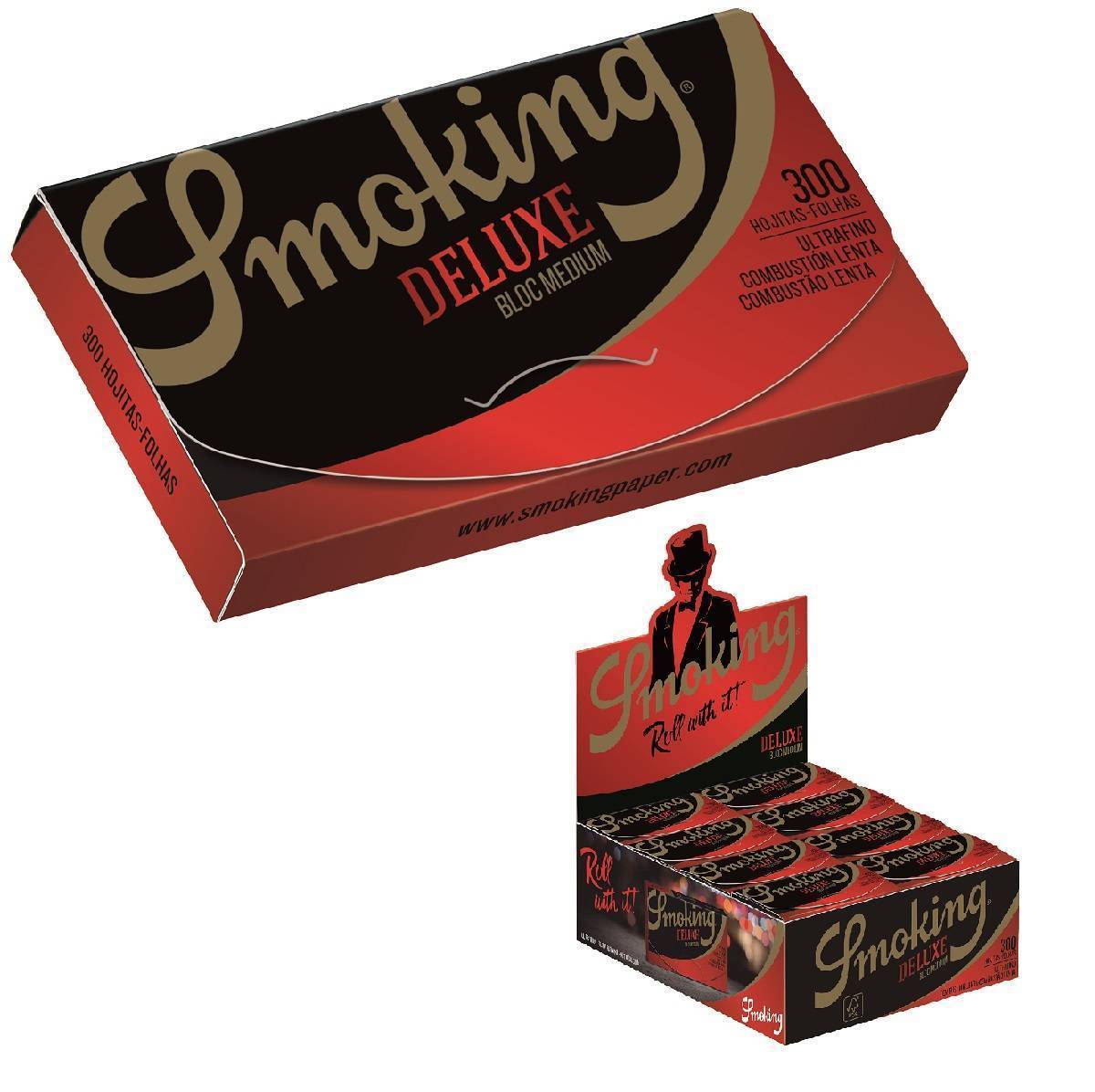 Papel de fumar  SMOKING de Luxe  Bloc 300- Caja de  40 Librillos