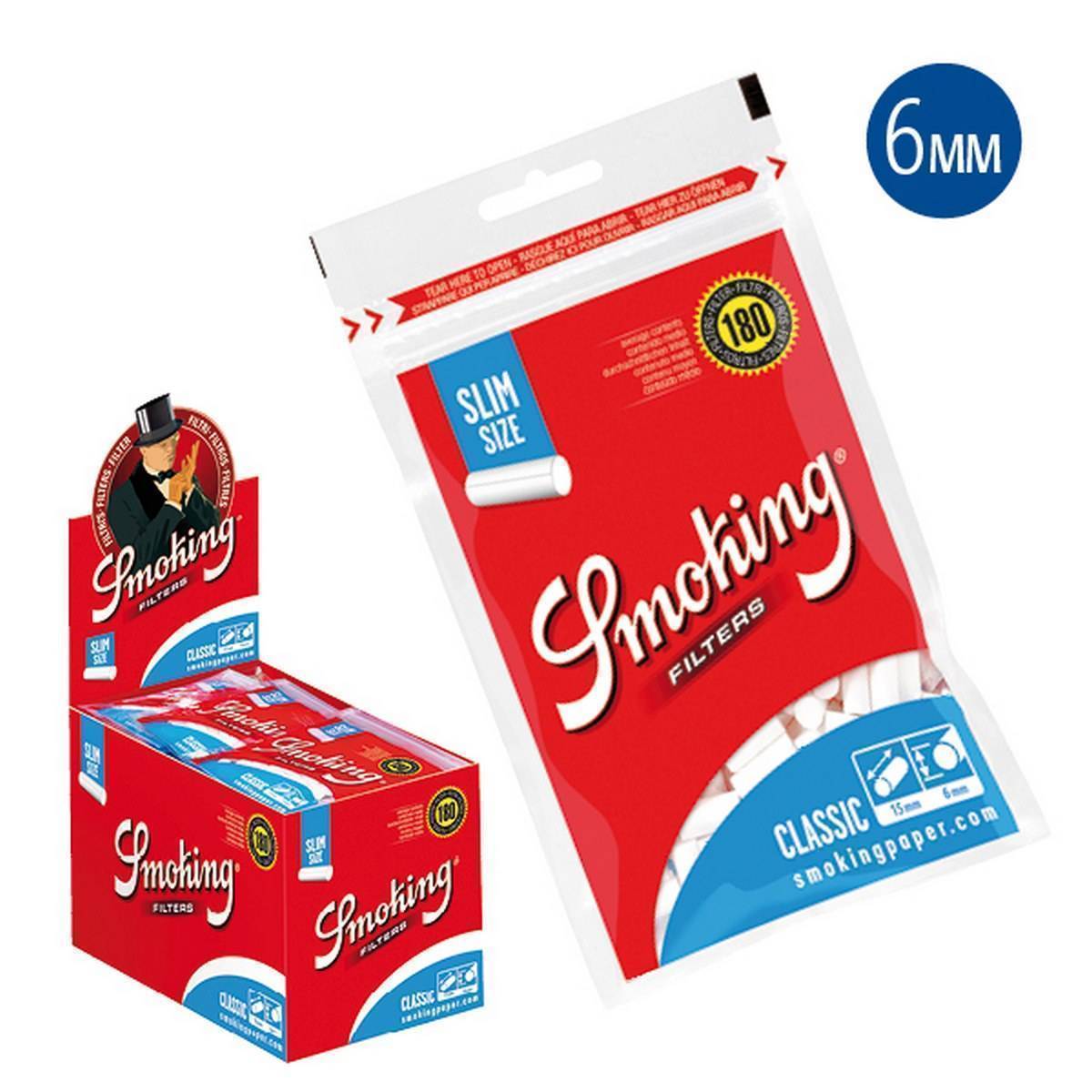 Caja de filtros  Slim Classic 6 mm SMOKING - 30 bolsas de 180 unidades
