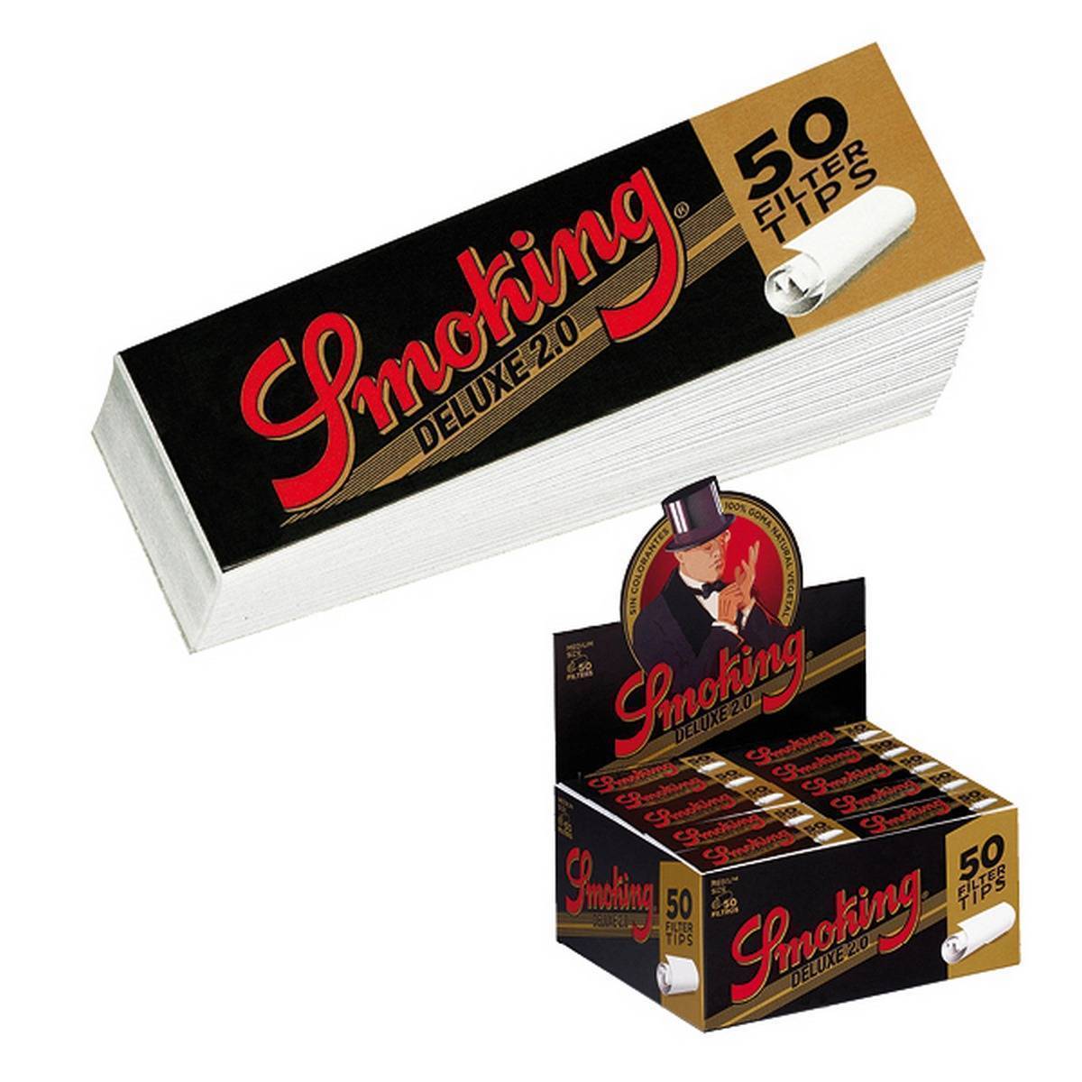 Caja de filtros Tip Medium SMOKING DE LUXE. Librillos filtros cartón -  Caja de 50 librillos