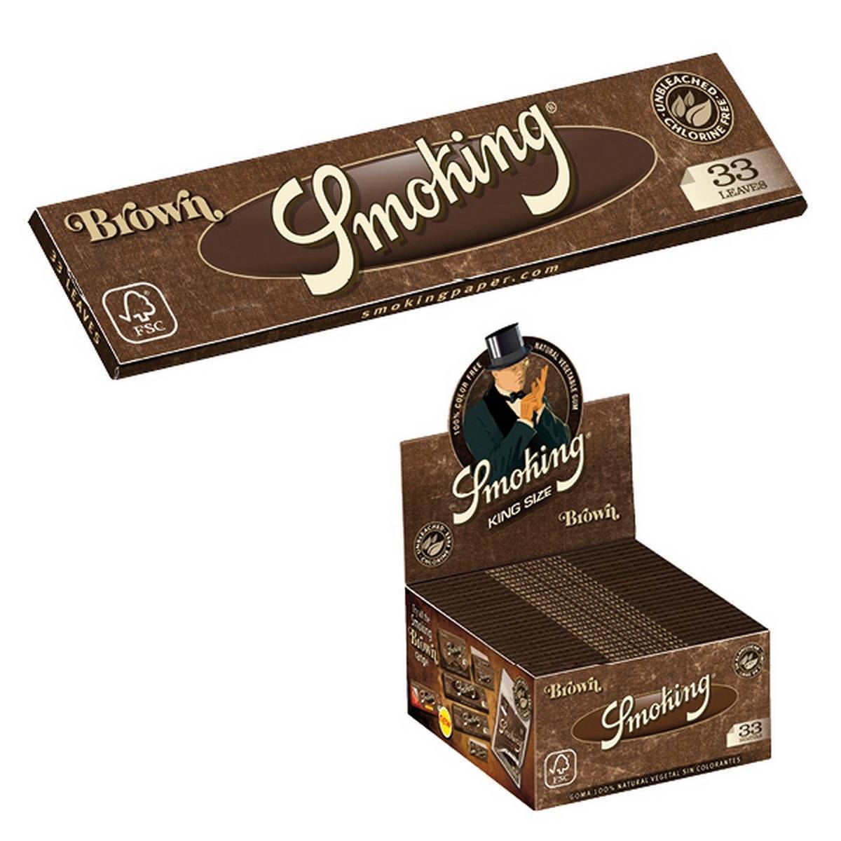 Papel de fumar  SMOKING Brown King Size . Caja de 50 librillos
