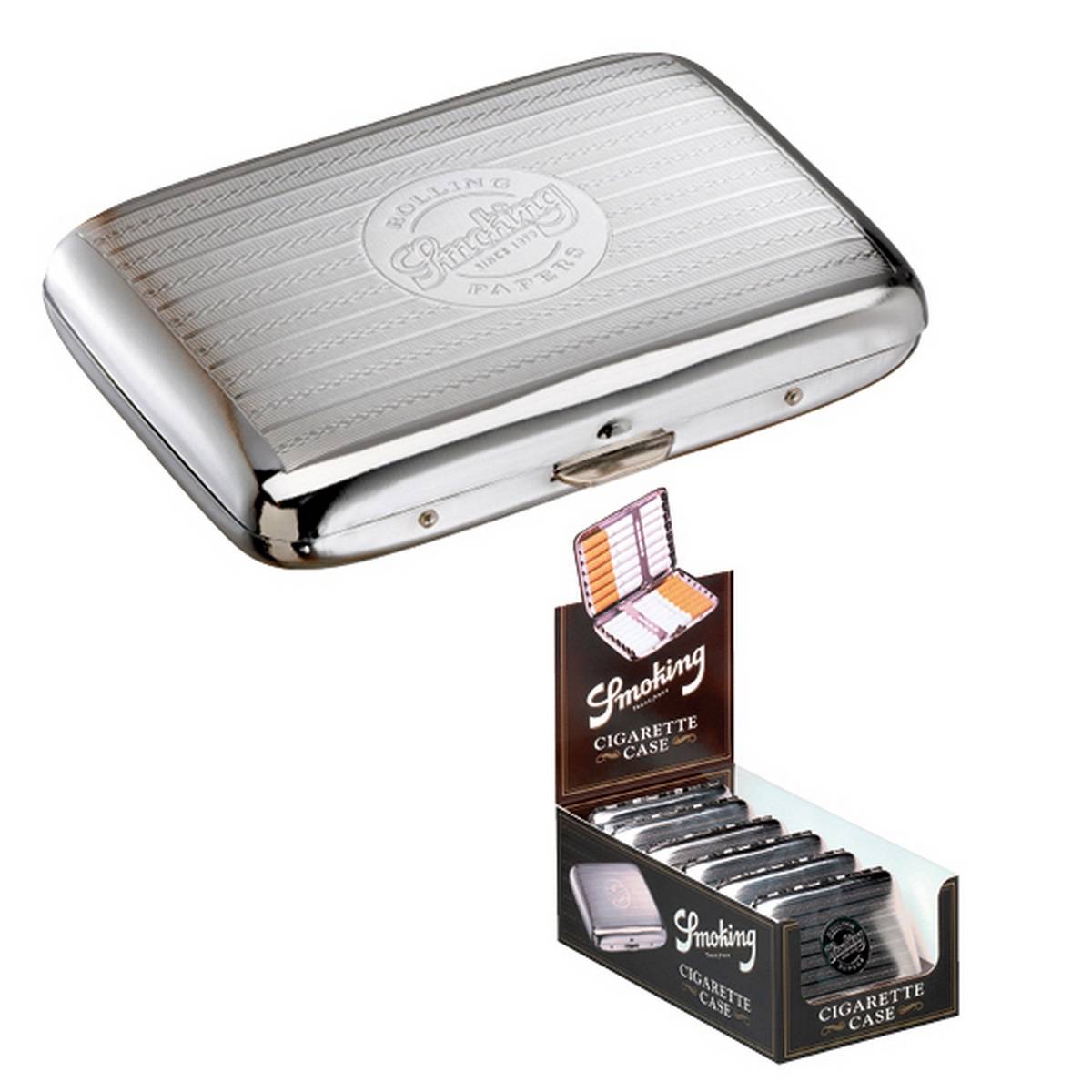 Pitillera metálica SMOKING para 14 cigarrillos - Medidas: 95 x 65 x 20 mm - Caja de 6  unidades