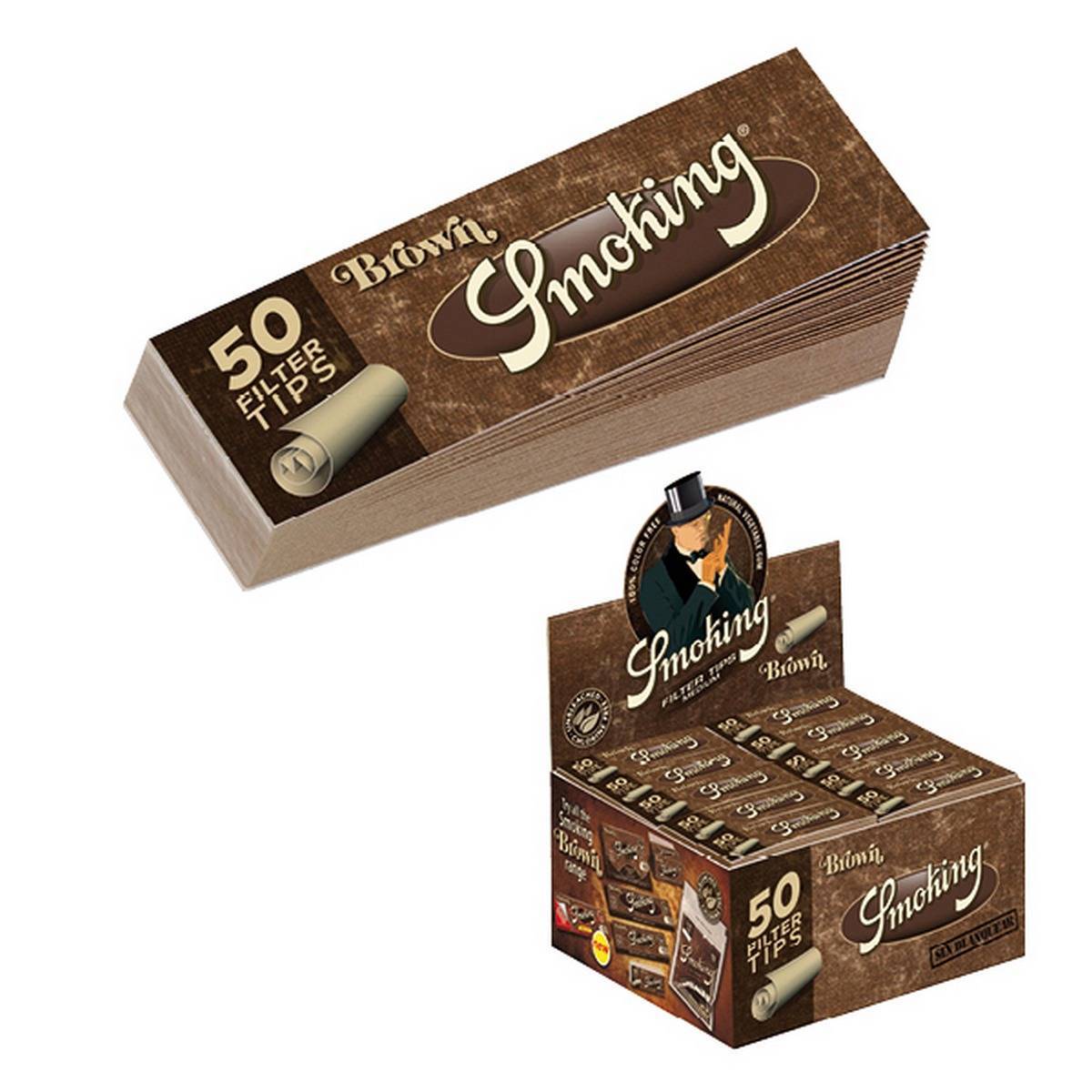 Caja de filtros Tip Medium Brown SMOKING . Librillos filtros cartón -  Caja de 50 librillos