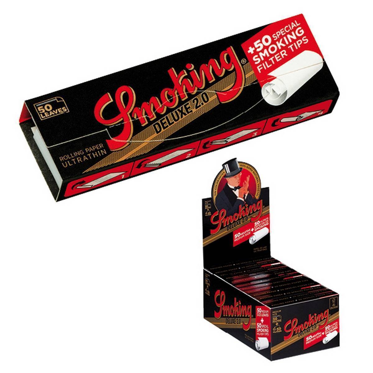 Papel de fumar SMOKING de Luxe 1 1/4 + filtros Tip -  Caja de 24 librillos