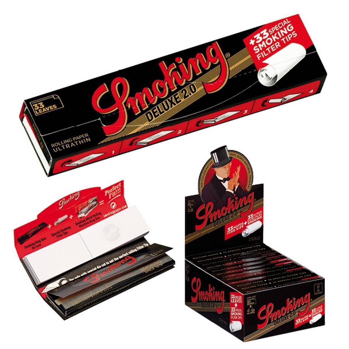 Papel de fumar SMOKING de Luxe King Size + filtros Tip -  Caja de 24 librillos