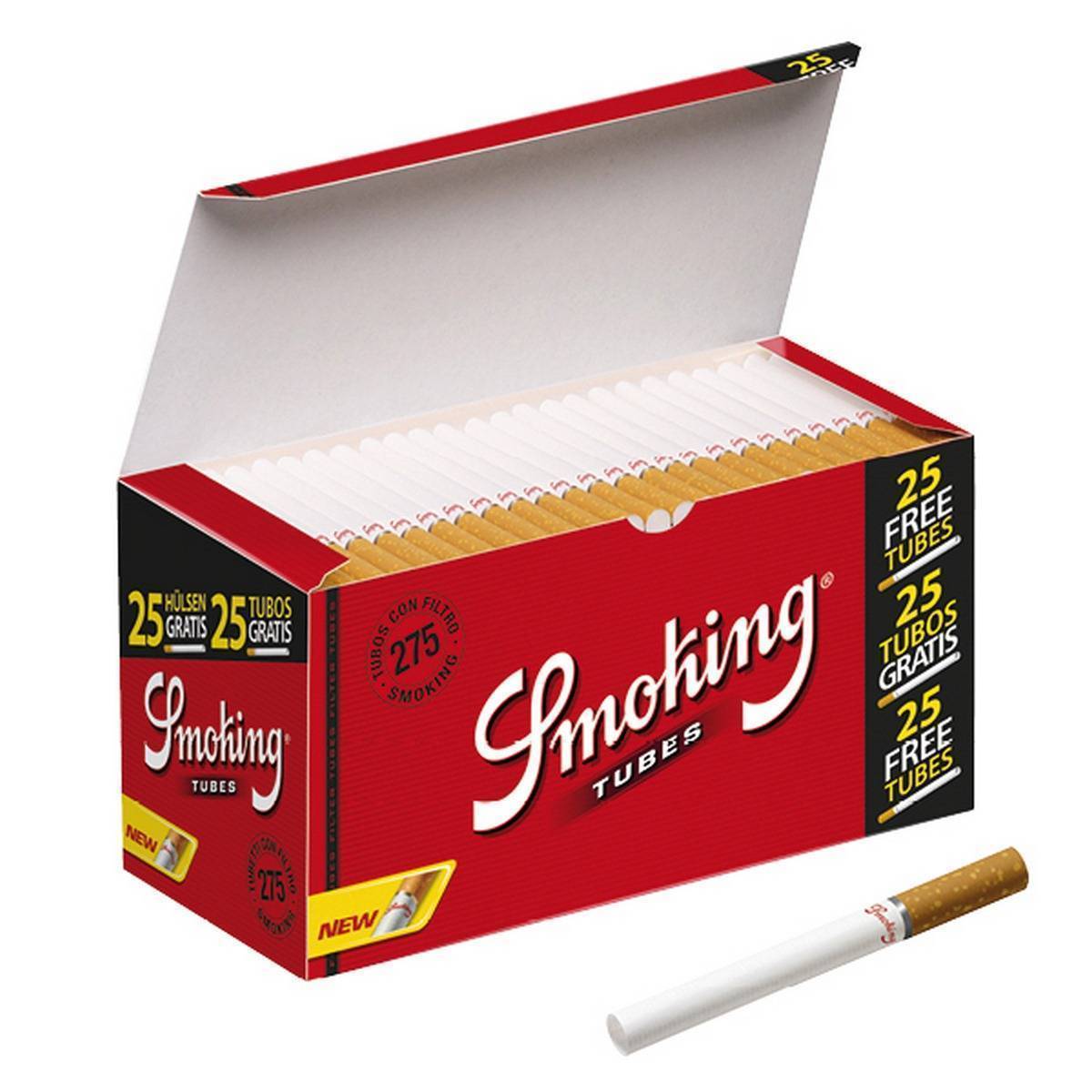 Caja de tubos de 275 SMOKING - tubo de 84 mm, filtro de 8mm- Cajón de 40 cajas
