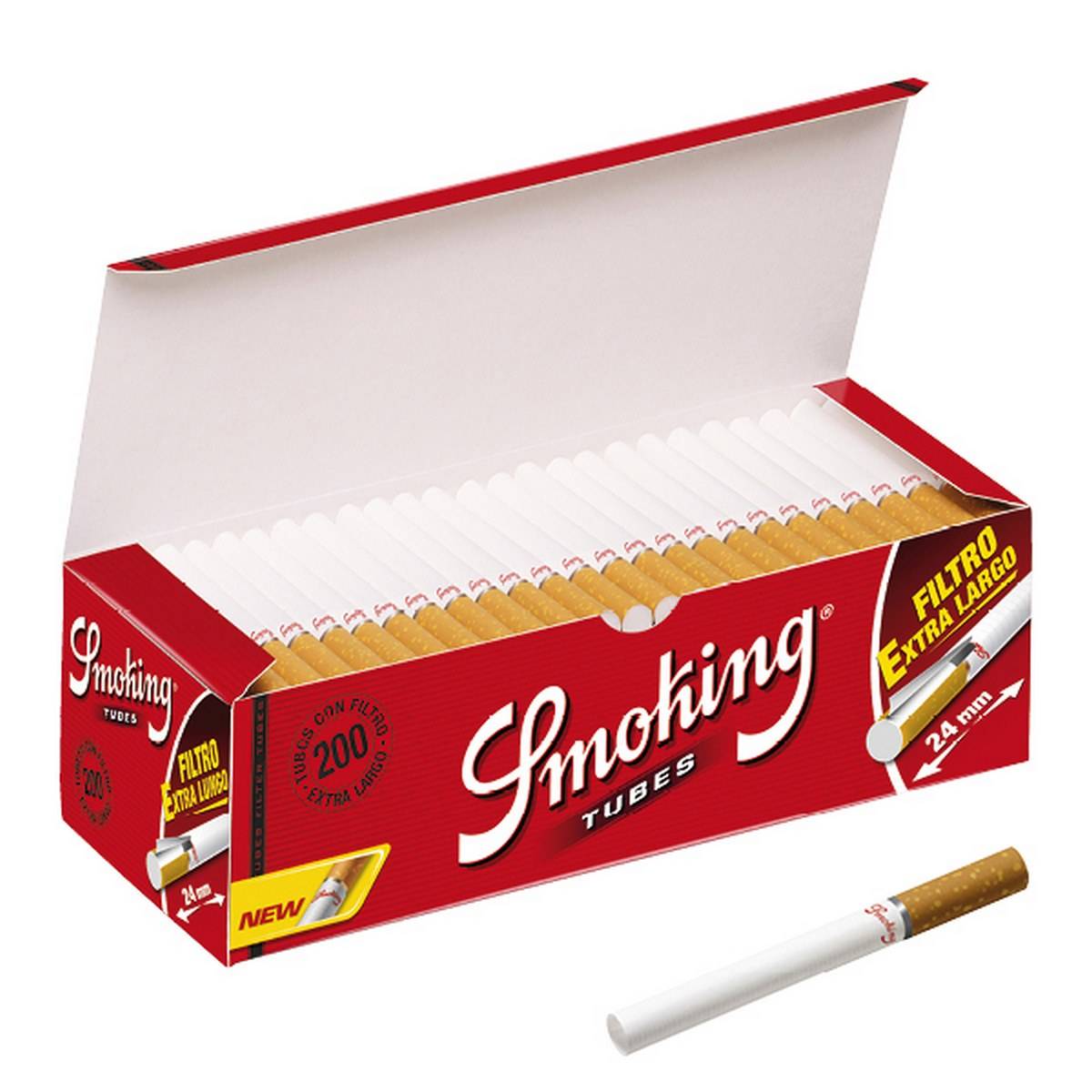 Caja de tubos de 200 filtro extra largo SMOKING - tubo de 84 mm, filtro de 8mm- Cajón de 50 cajas/ Cajas de 200 tubos