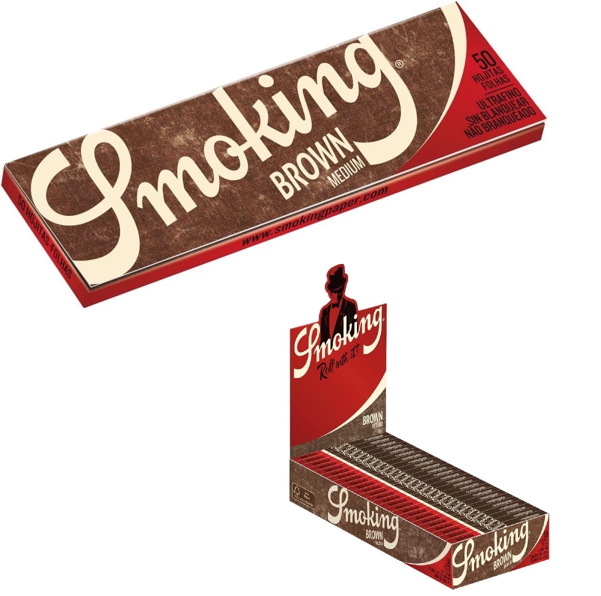 Papel de fumar SMOKING Brown 1 1/4 - Caja de 100 librillos