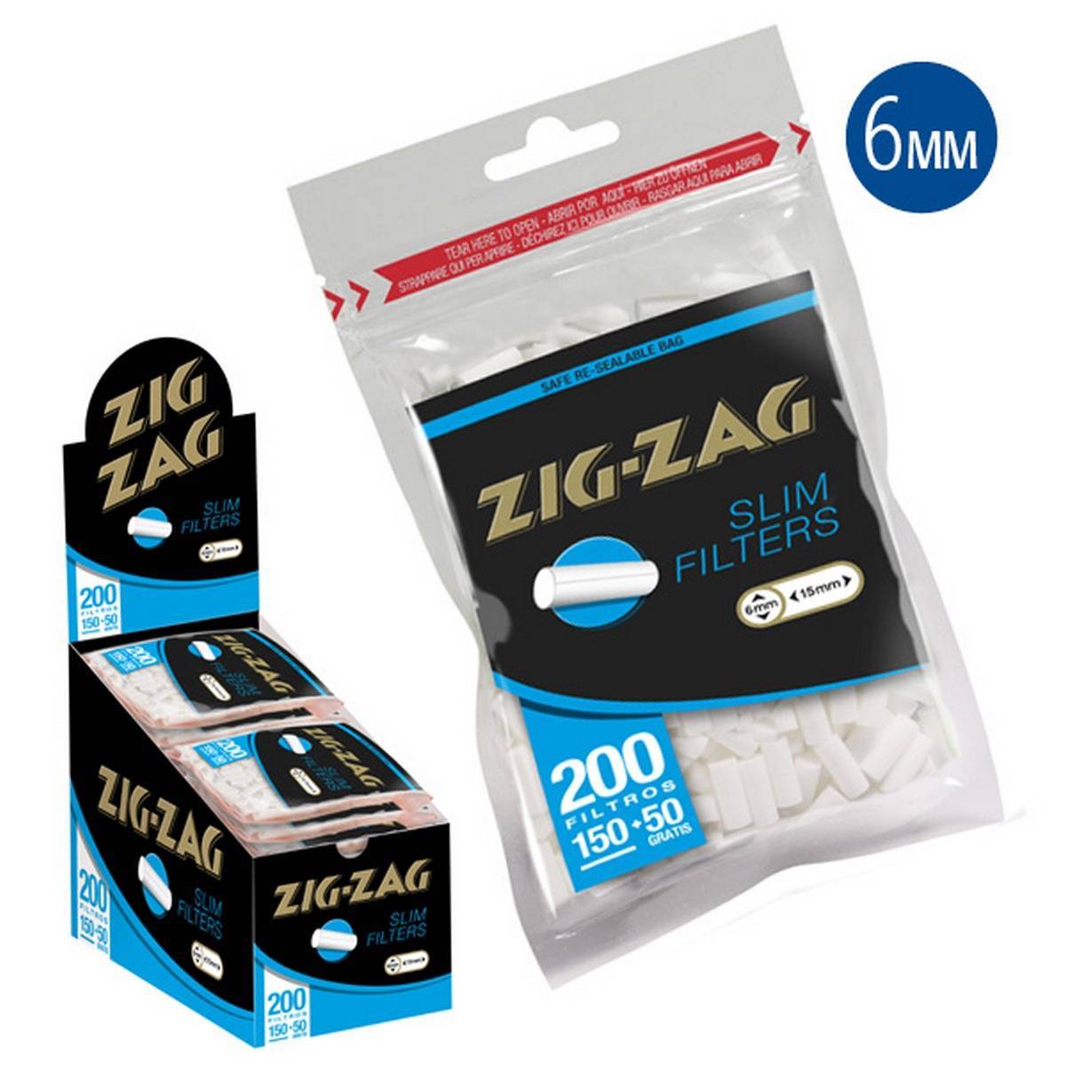 Caja de filtros Slim Classic 6 mm ZIG-ZAG - 30 bolsas de 200 unidades