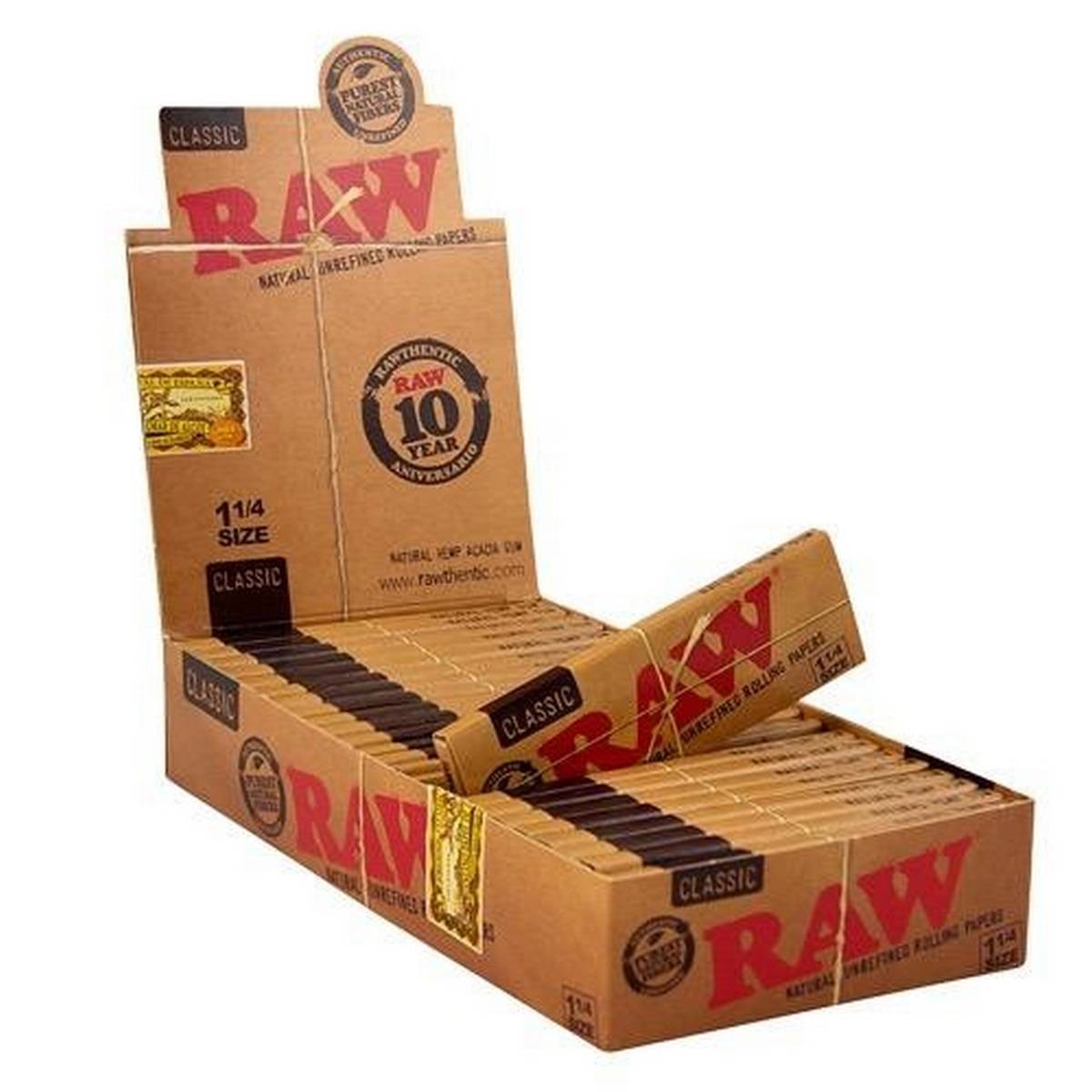 Papel de fumar RAW 1 1/4 -  Caja de 24 librillos