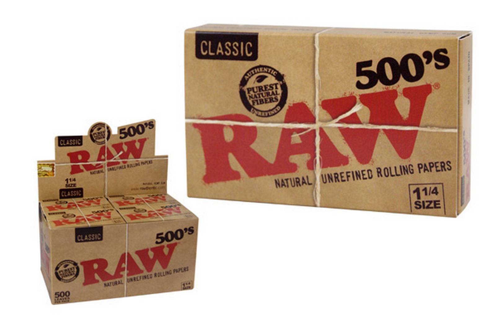 Papel de fumar RAW 500.-Caja de 20 Librillos