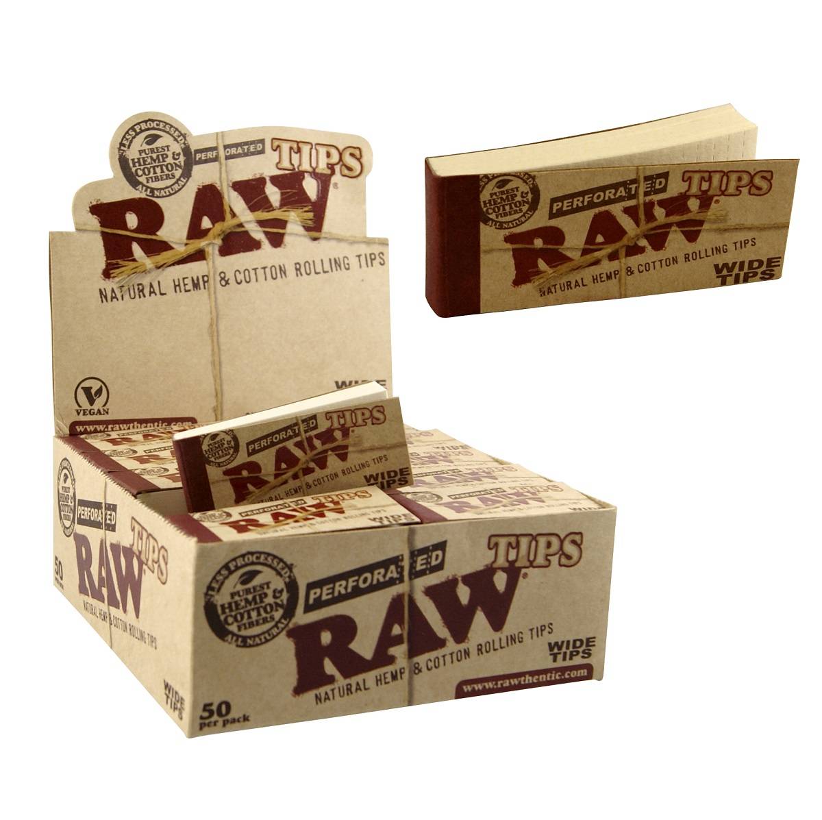 Caja de filtros Wide tips RAW.- Librillos de filtros de carton,- Caja de 50 Libritos