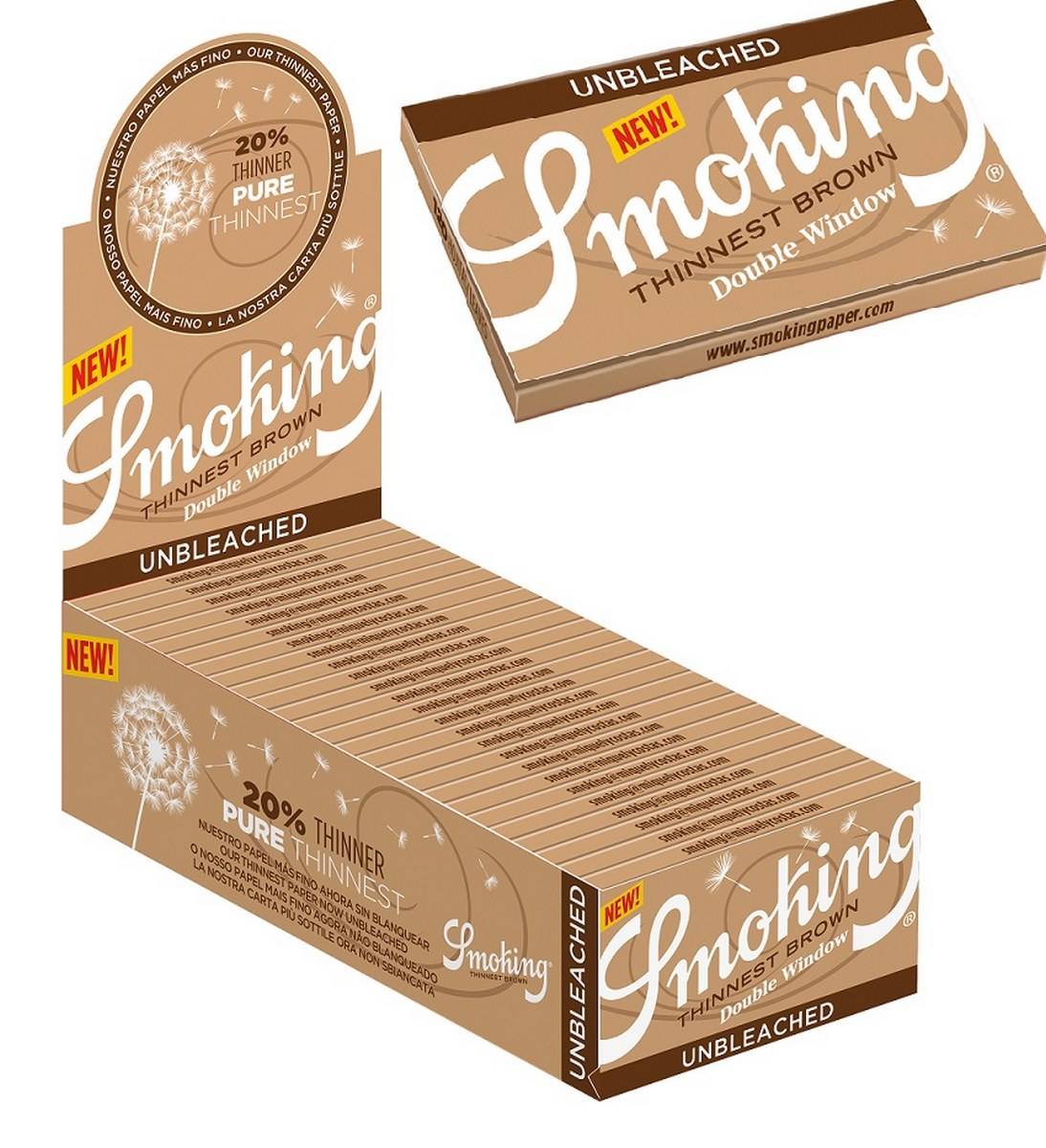 Papel de fumar SMOKING Doble Thinnest Brown - Caja de 25 librillos