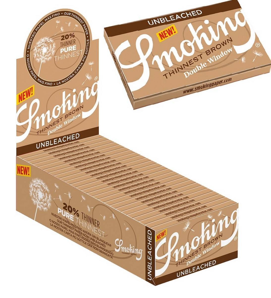 Papel de fumar SMOKING Doble Thinnest Brown - Caja de 25 librillos