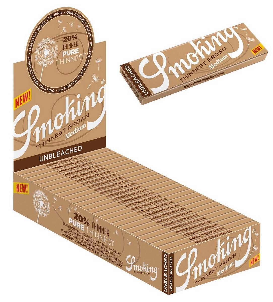 Papel de fumar SMOKING Thinnest Brown 1.1/4 - Caja de 25 librillos