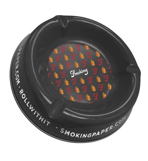 Caja de 5 ceniceros SMOKING de metal 20cm de diametro LLAMAS