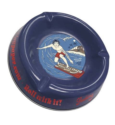 Caja de 5 ceniceros SMOKING de metal 20cm de diametro SURF