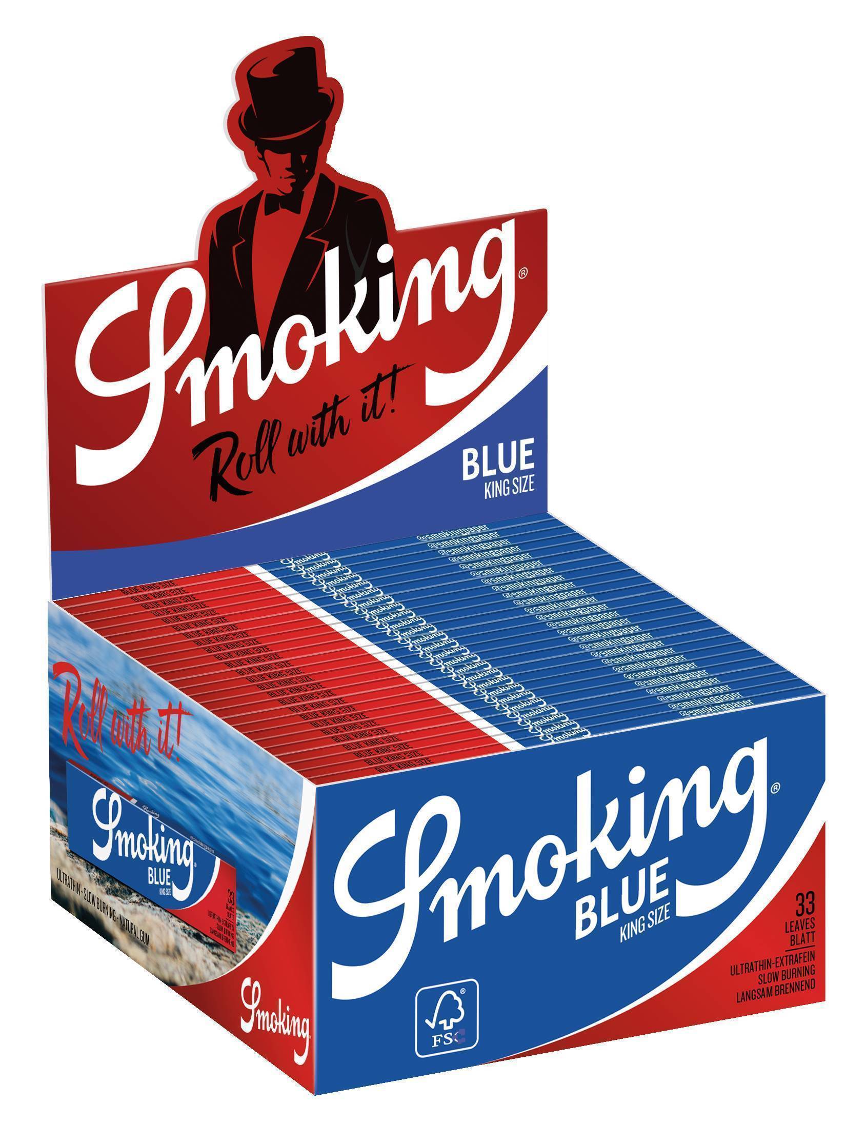 Papel de fumar SMOKING Blue King Size - Caja de 50 librillos