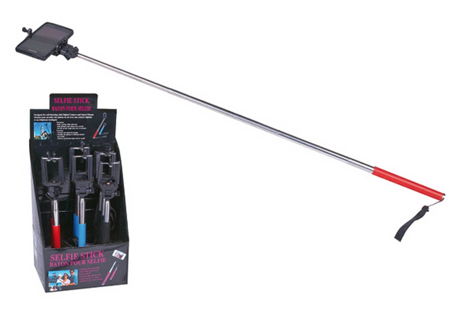 Lote/expositor de 12 palos telescopic de selfie, colores surtidos