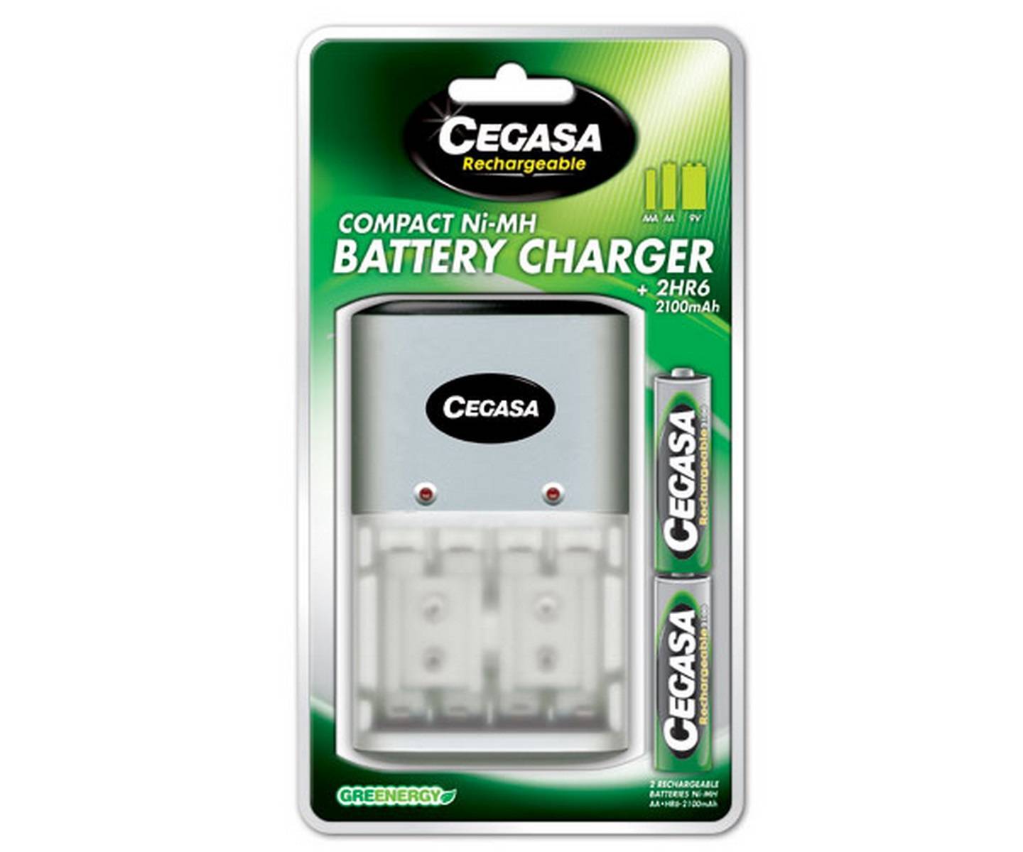 Caja de 4 Cargadores de pilas CEGASA COMPACT 2HR6 2100mAh