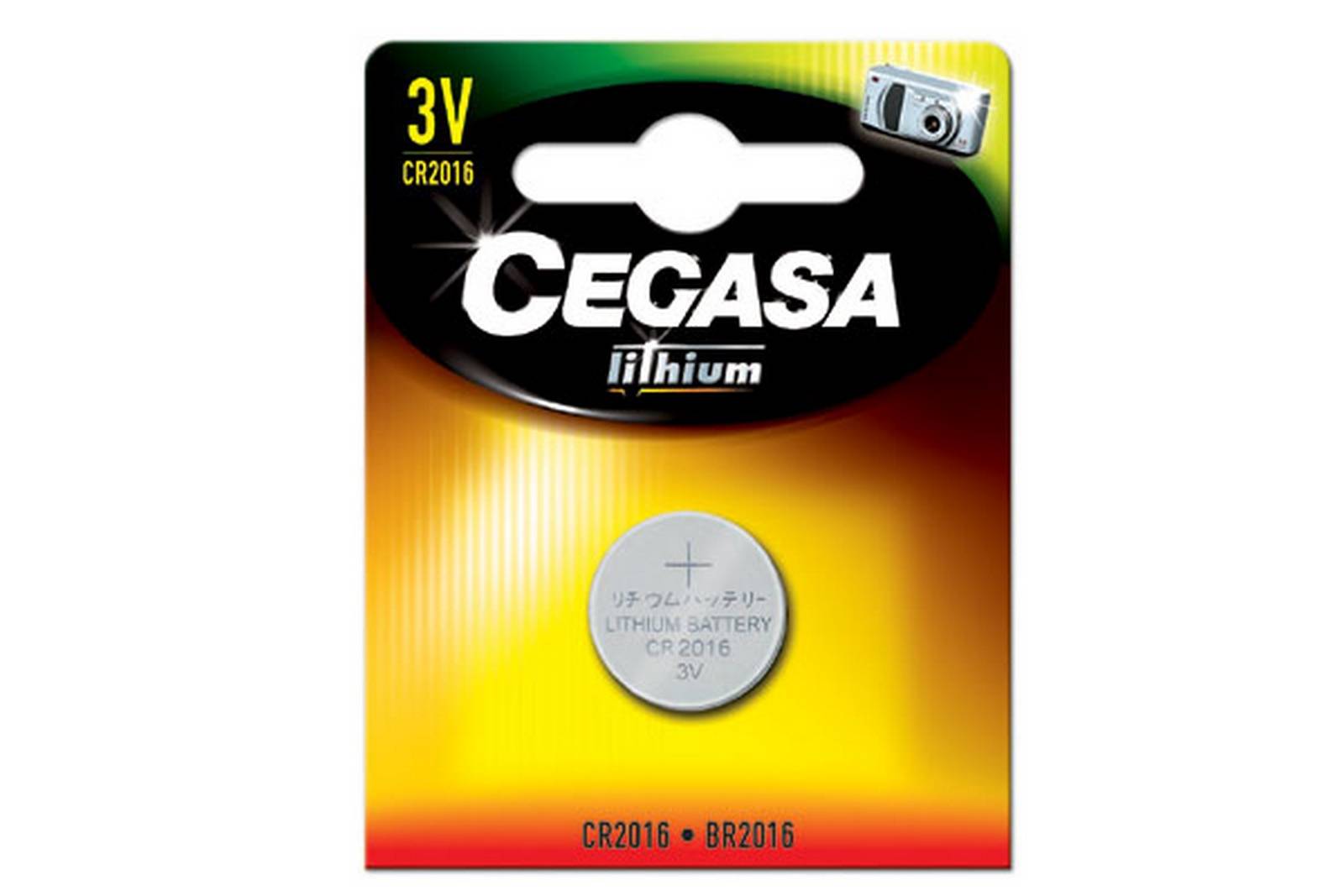 Caja de pilas de litio de boton CEGASA CR2016 3V - 10 blister en caja / 1 pila por blister