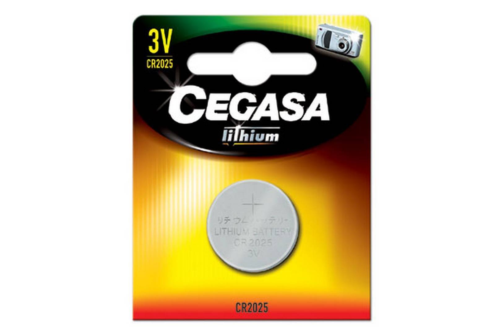Caja de pilas de litio de boton CEGASA CR2025 3V - 10 blister en caja / 1 pila por blister