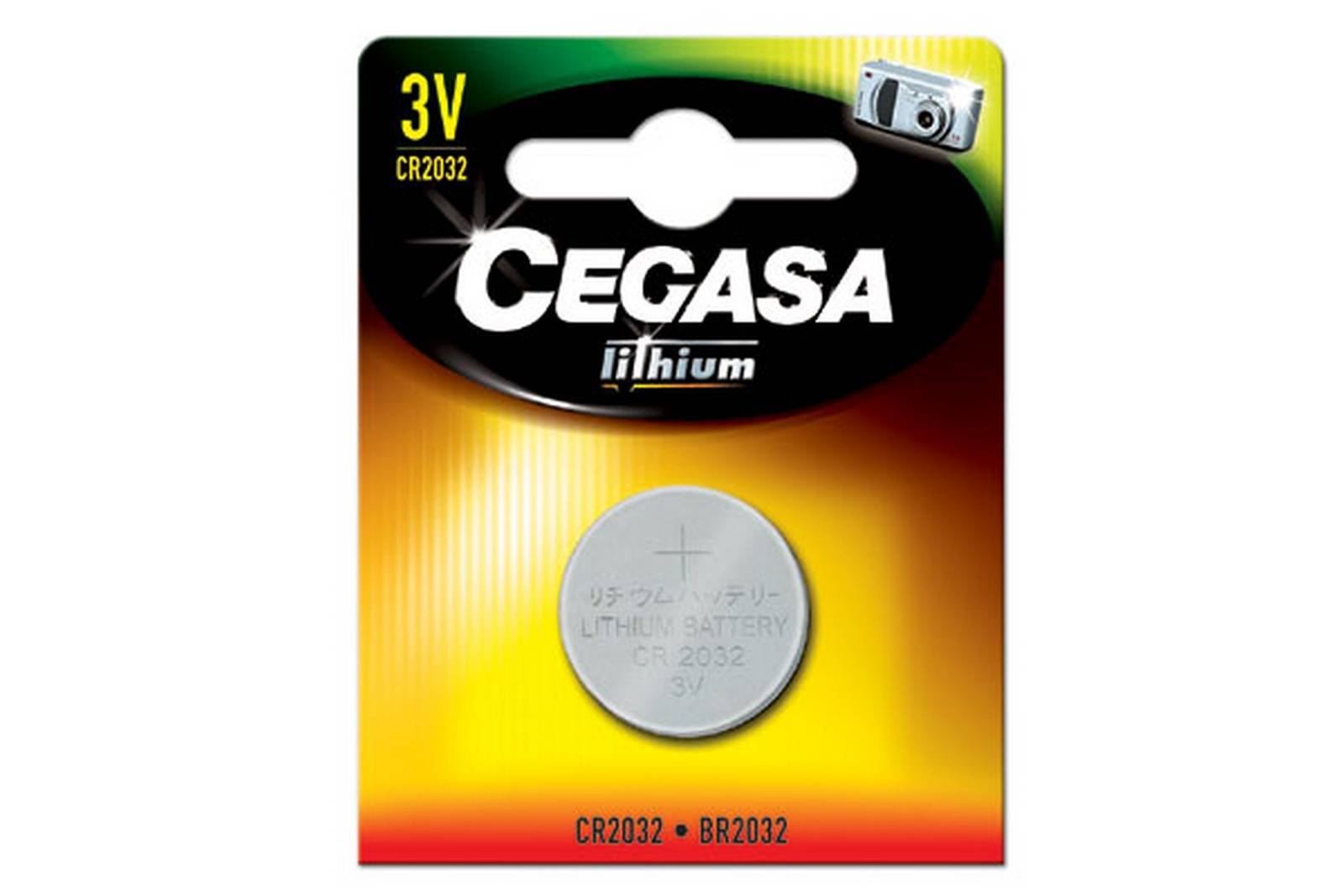 Caja de pilas de litio de boton CEGASA CR2032 3V - 10 blister en caja / 1 pila por blister
