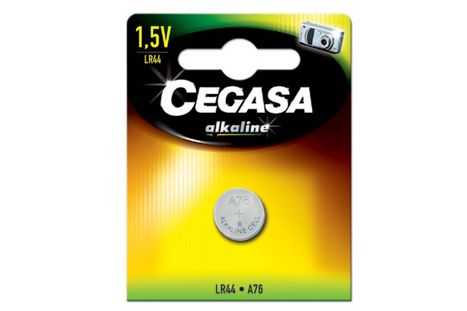 Caja de pilas alcalinas de boton CEGASA LR44 1 5V - 10 blister en caja / 1 pila por blister