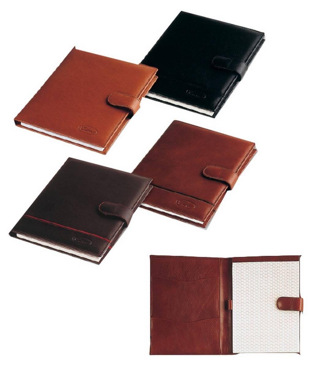 Portabloc cuartilla con solapa en piel marron EWEE 2247/m