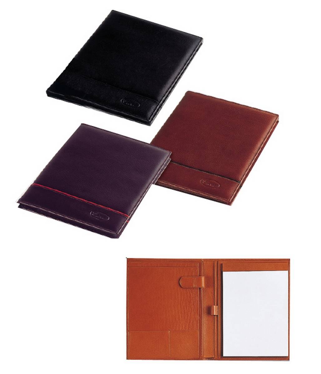 Portabloc cuartilla con solapa en piel cuero EWEE 2244/c