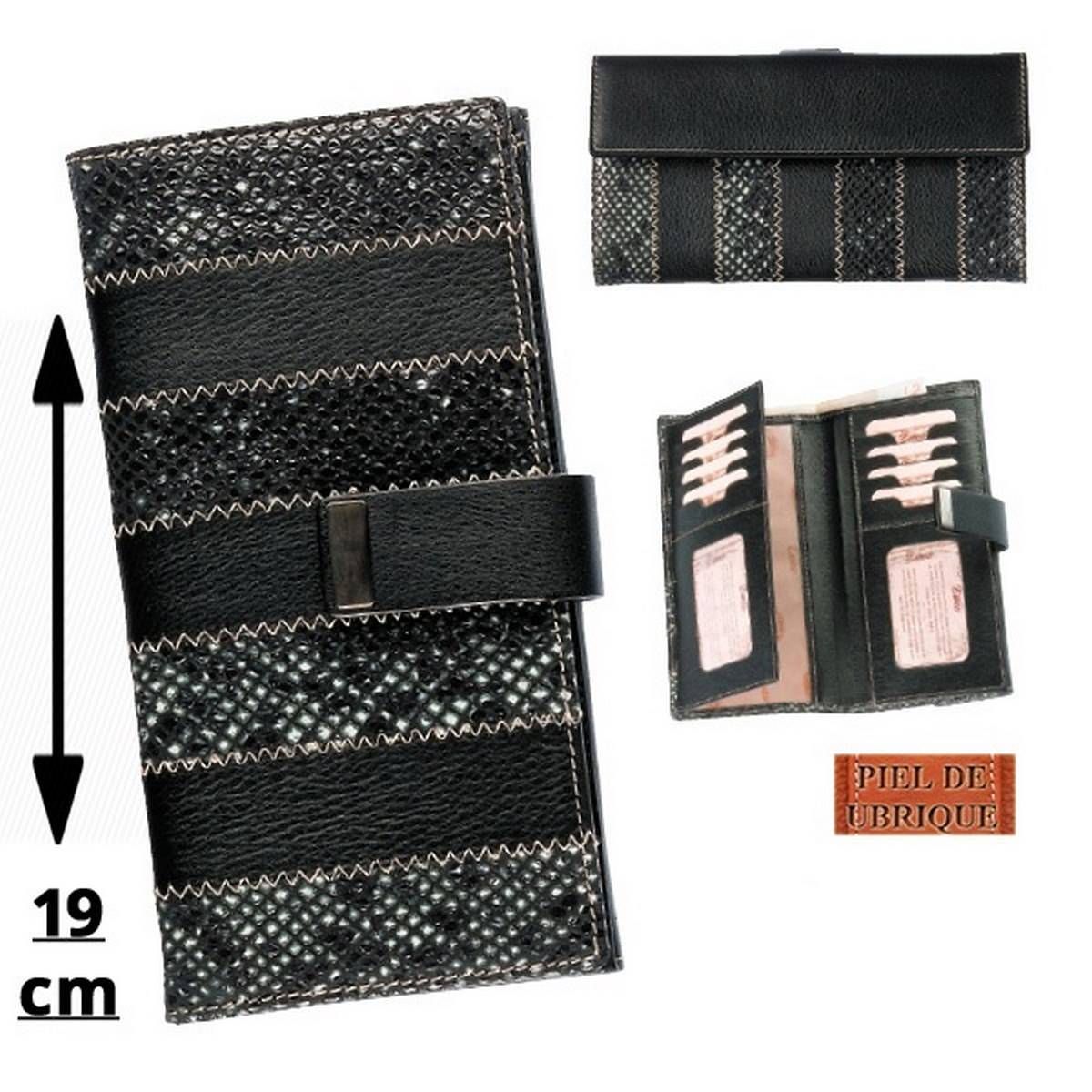 Billetero/monedero en piel de vacuno - serpiente - 19 cm - EWEE 1820/2