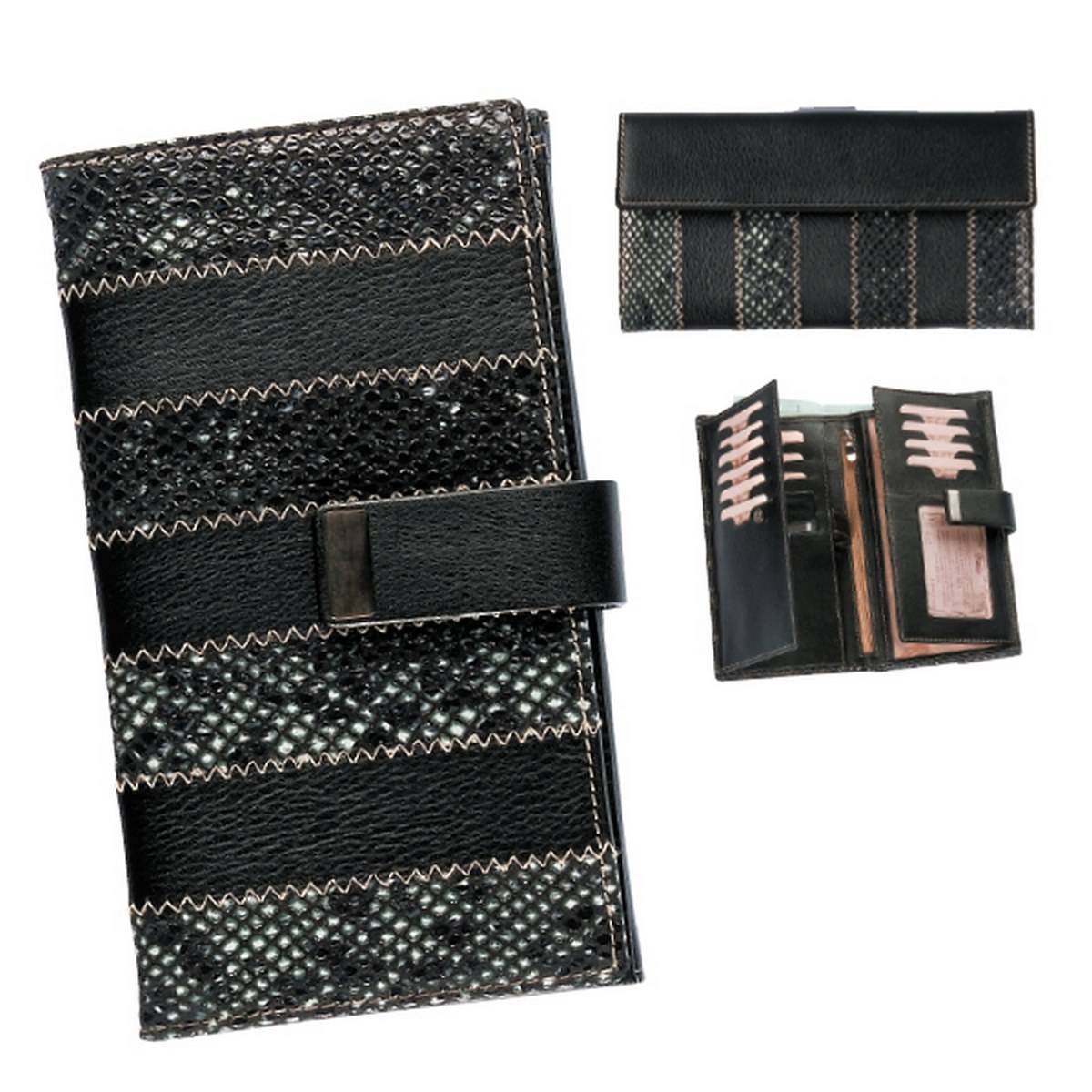 Billetero/monedero en piel de vacuno - sepiente - 19 cm - EWEE 1821/2