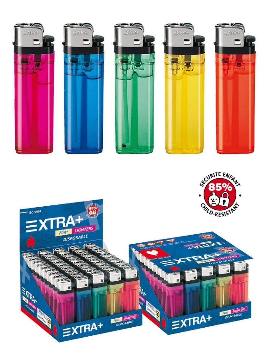 Encendedor de piedra transparente con cabezal metalizado, niquelado XTRA+ PT03