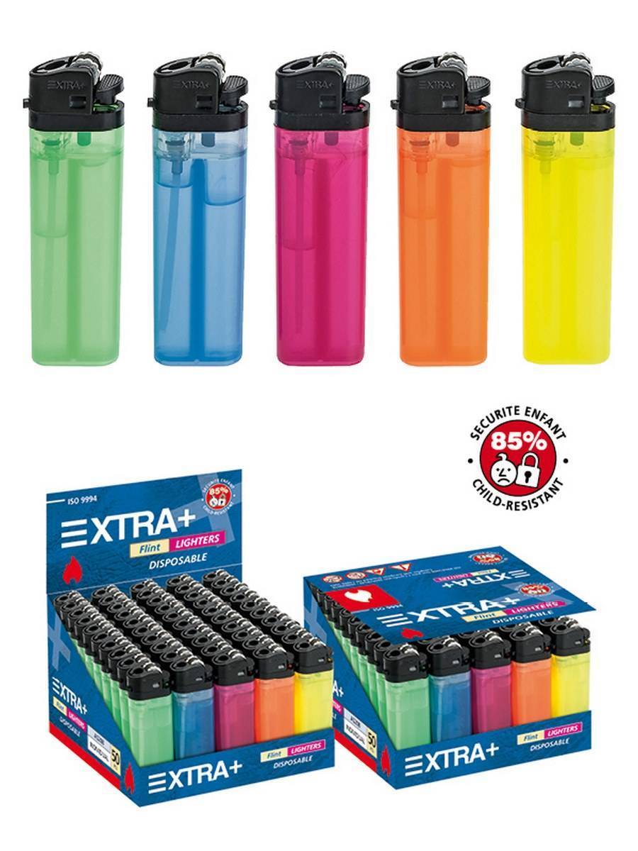 Encendedor de piedra translucido cabezal negro XTRA+ PT03
