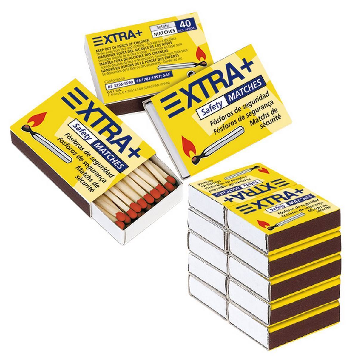 Pack de 10 cajitas de fosforos  normales XTRA - 40  fosforos por cajita