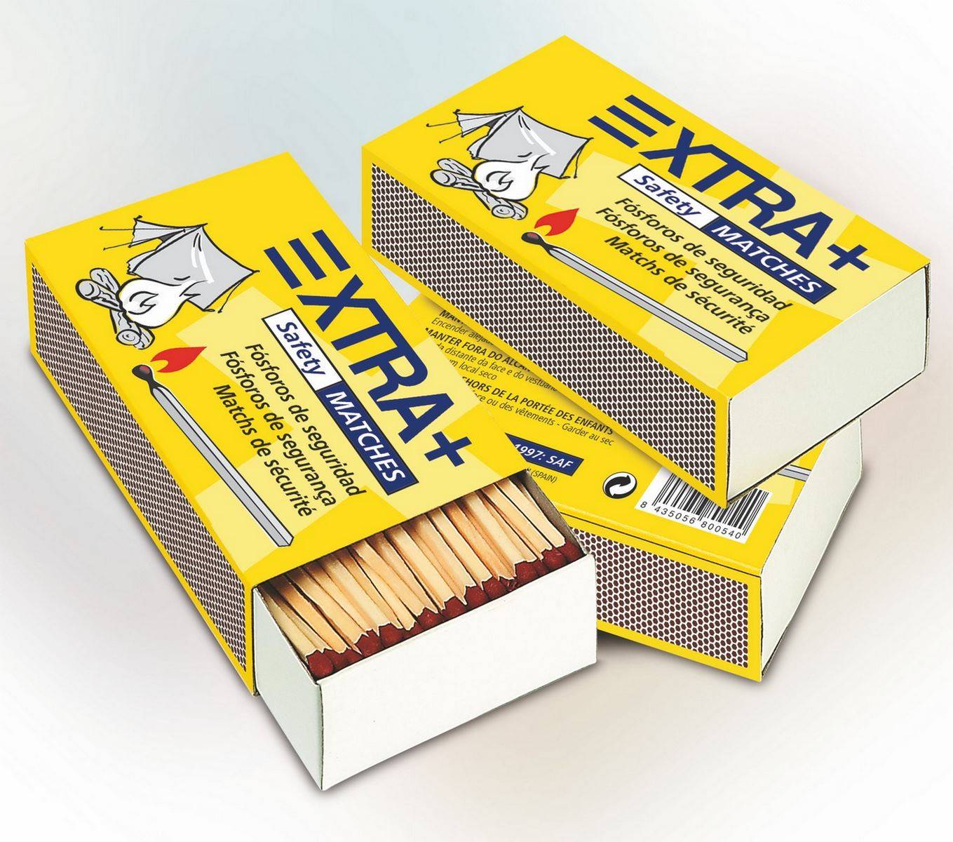 Pack de 3 cajitas de fosforos de cocina XTRA 47MM - 250 piezas por cajita