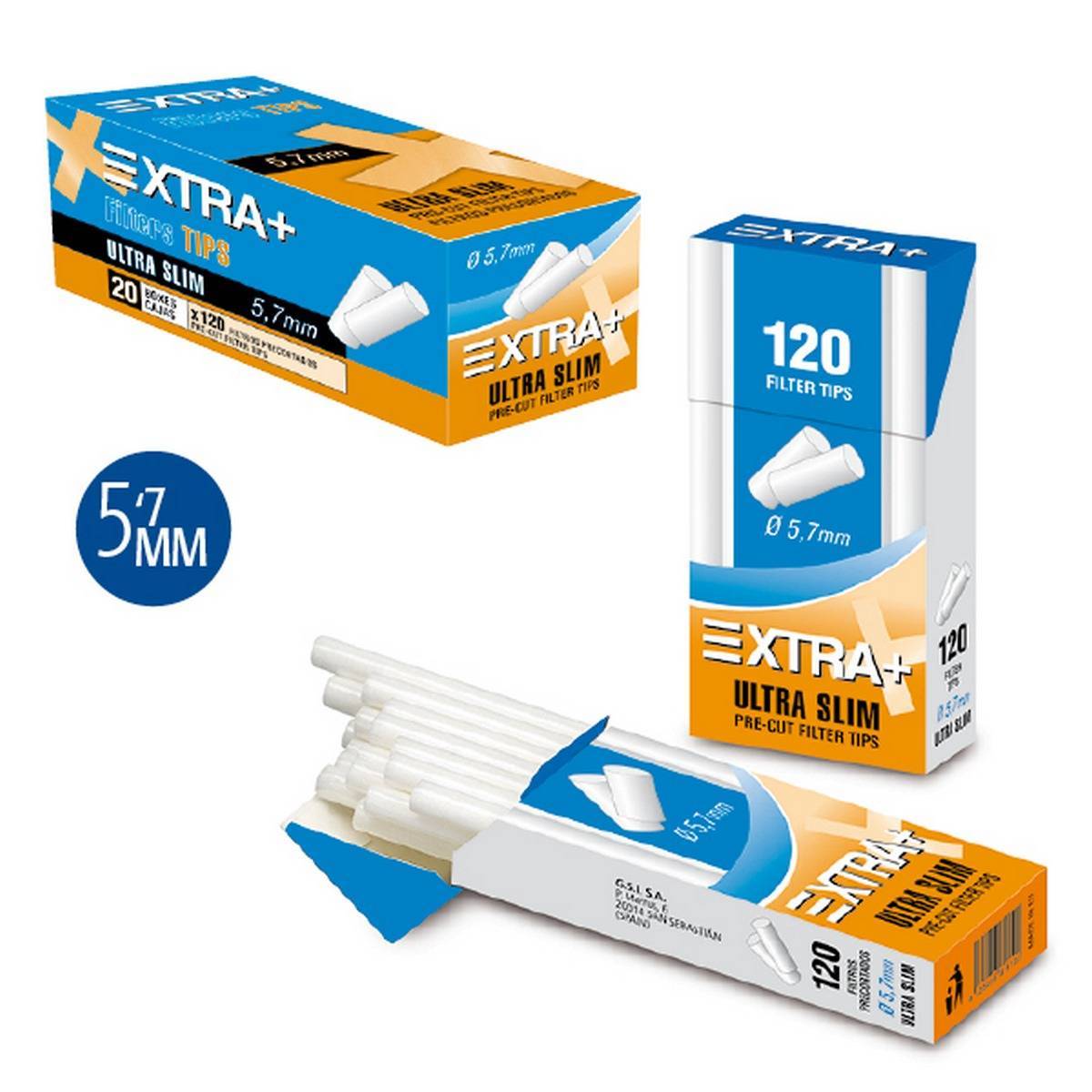 Caja de filtros  Ultra Slim 5,7 mm  Pop  a Tips XTRA -  Caja de 20 cajitas de 120 unidades