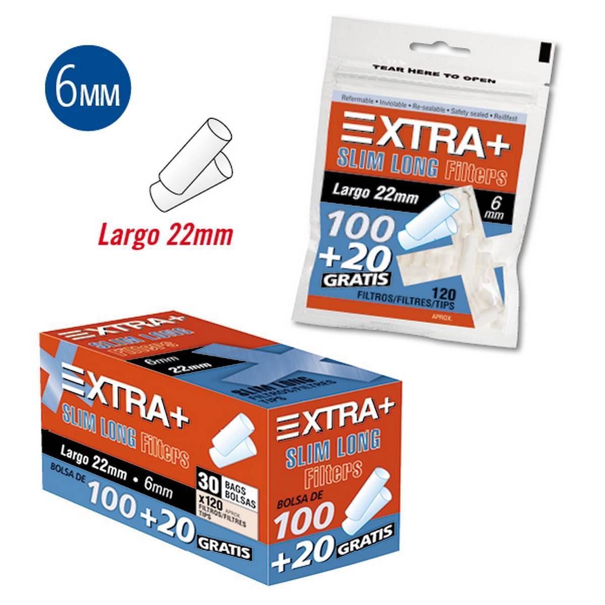 Caja de filtros Slim long 6 mm XTRA - 30 bolsas de 120 unidades