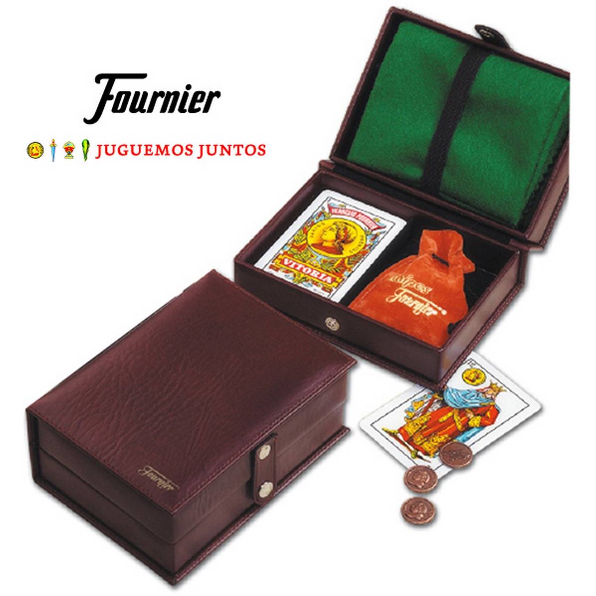 Barajas de Mus y tapete en estuche de polipiel doble FOURNIER  - 50 x 40 cm