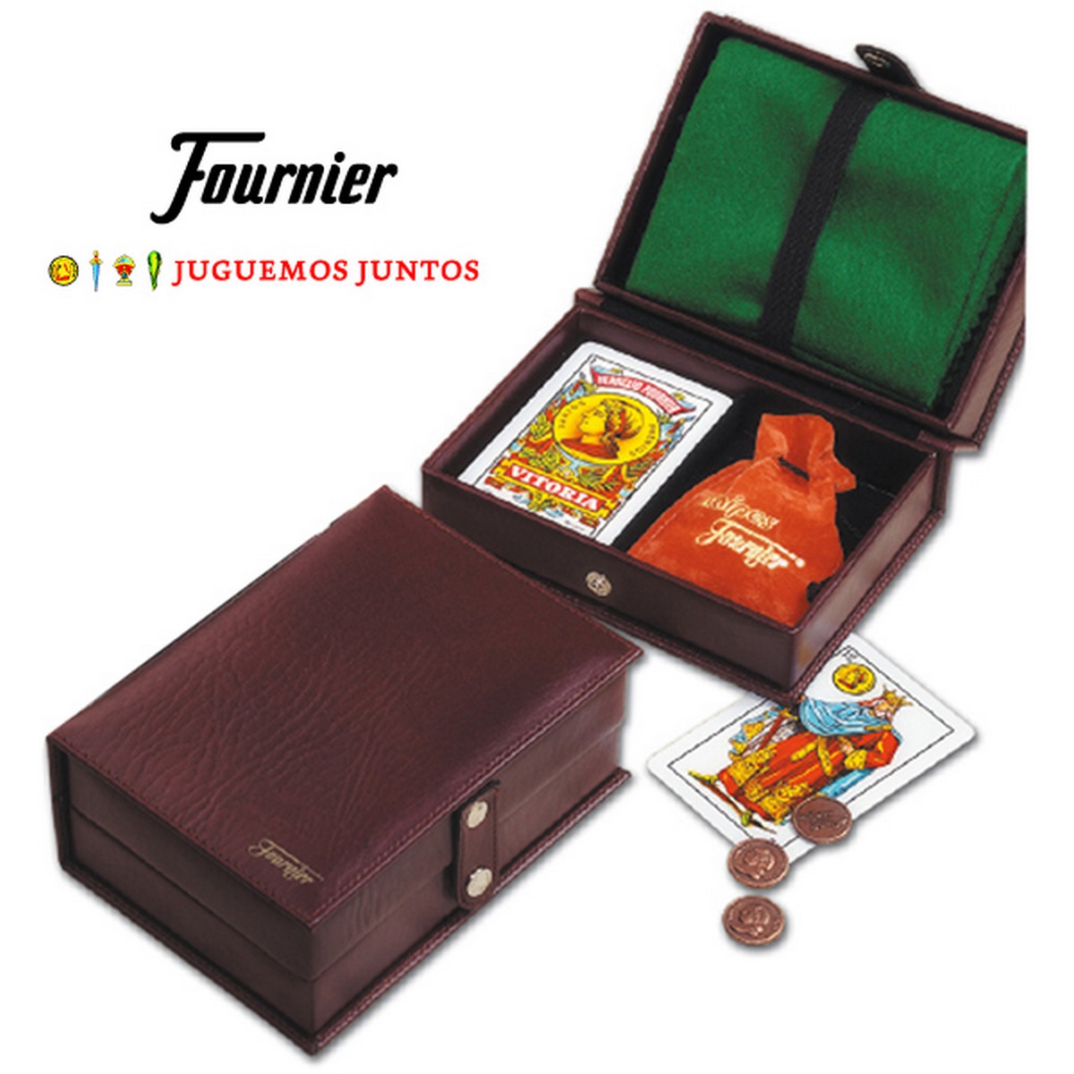 Barajas de Mus y tapete en estuche de polipiel doble FOURNIER  - 50 x 40 cm