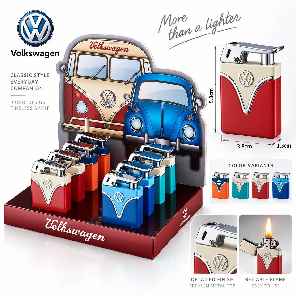 Lote de 8 encendedores metal TANK VOLWAGEN