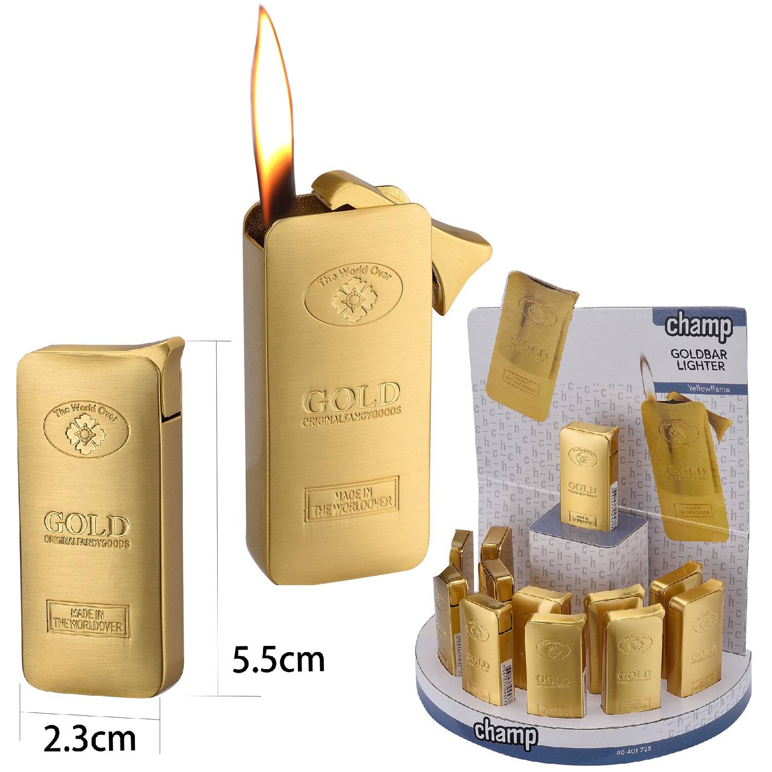 Lote 12 Encendedores metal LINGOTE ORO