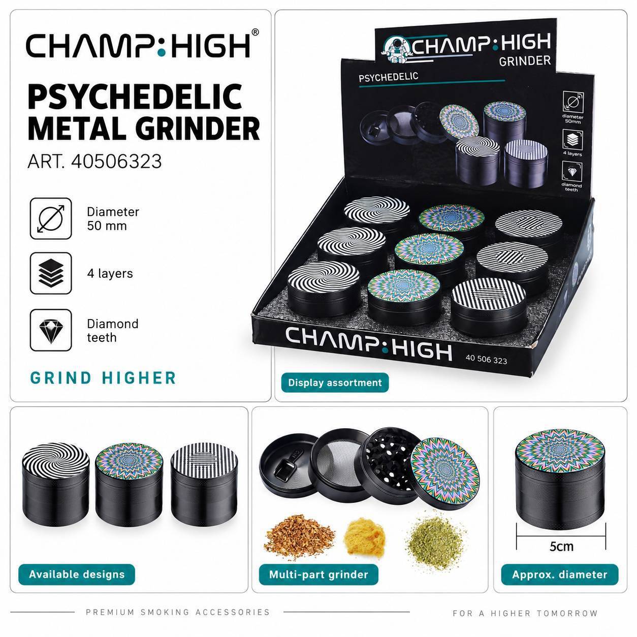 Lote 9 grinders 5cm PSYCODELIC